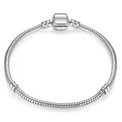 Sonykifa 2019 High Quality Rose Gold Color Snake Chain Charm Bracelet Fit Original Beads Fine Bracelet Jewelry Gift For Women