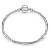 Sonykifa 2019 High Quality Rose Gold Color Snake Chain Charm Bracelet Fit Original Beads Fine Bracelet Jewelry Gift For Women