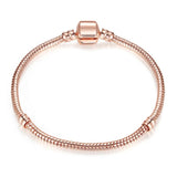 Sonykifa 2019 High Quality Rose Gold Color Snake Chain Charm Bracelet Fit Original Beads Fine Bracelet Jewelry Gift For Women