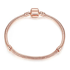 Sonykifa 2019 High Quality Rose Gold Color Snake Chain Charm Bracelet Fit Original Beads Fine Bracelet Jewelry Gift For Women