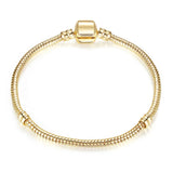 Sonykifa 2019 High Quality Rose Gold Color Snake Chain Charm Bracelet Fit Original Beads Fine Bracelet Jewelry Gift For Women