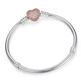 Sonykifa 2019 High Quality Rose Gold Color Snake Chain Charm Bracelet Fit Original Beads Fine Bracelet Jewelry Gift For Women