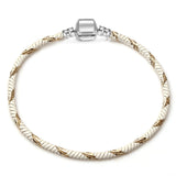 Sonykifa 2019 High Quality Rose Gold Color Snake Chain Charm Bracelet Fit Original Beads Fine Bracelet Jewelry Gift For Women