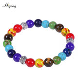 HIYONY 7 Chakra Bracelet Man Black Matte Lava Healing Balance Beads Reiki Buddha Prayer Natural Stone Yoga Bracelet For Women