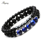HIYONY 7 Chakra Bracelet Man Black Matte Lava Healing Balance Beads Reiki Buddha Prayer Natural Stone Yoga Bracelet For Women