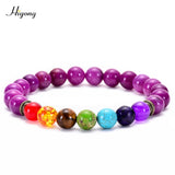 HIYONY 7 Chakra Bracelet Man Black Matte Lava Healing Balance Beads Reiki Buddha Prayer Natural Stone Yoga Bracelet For Women