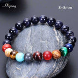 HIYONY 7 Chakra Bracelet Man Black Matte Lava Healing Balance Beads Reiki Buddha Prayer Natural Stone Yoga Bracelet For Women