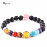 HIYONY 7 Chakra Bracelet Man Black Matte Lava Healing Balance Beads Reiki Buddha Prayer Natural Stone Yoga Bracelet For Women