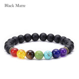 HIYONY 7 Chakra Bracelet Man Black Matte Lava Healing Balance Beads Reiki Buddha Prayer Natural Stone Yoga Bracelet For Women
