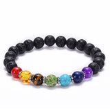 HIYONY 7 Chakra Bracelet Man Black Matte Lava Healing Balance Beads Reiki Buddha Prayer Natural Stone Yoga Bracelet For Women